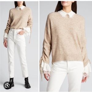 Cinq A Sept Atlas Wool Ruffle sleeve sweater